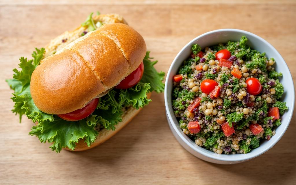 Selezione di panini e insalate fresche