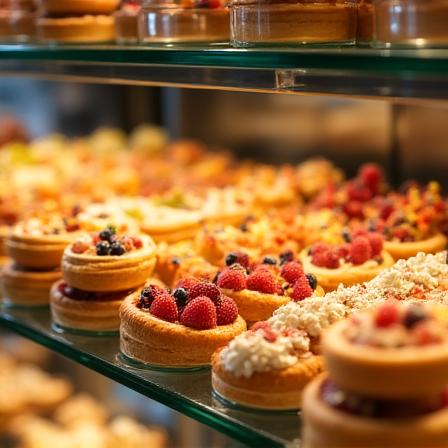 Il bancone dei dolci freschi appena sfornati